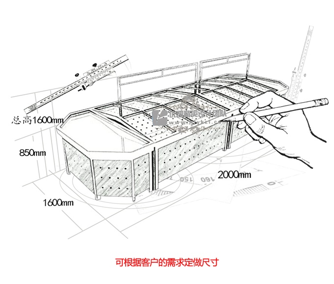 SGJ-B型島式不銹鋼蔬果架